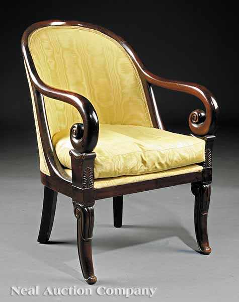 Appraisal: A Louis Philippe-Style Mahogany Fauteuil late th early th c