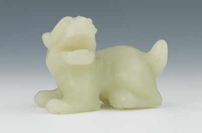 Appraisal: A Chinese Carved Jade Bixie Very pale celadon color jade