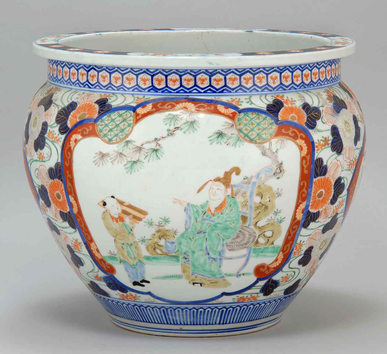 Appraisal: IMARI PORCELAIN JARDINI RE Circa With two figural cartouches separated