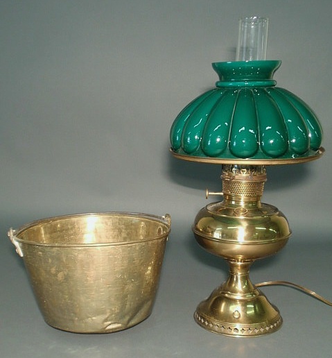 Appraisal: Rayo brass lamp electrified and a brass bucket