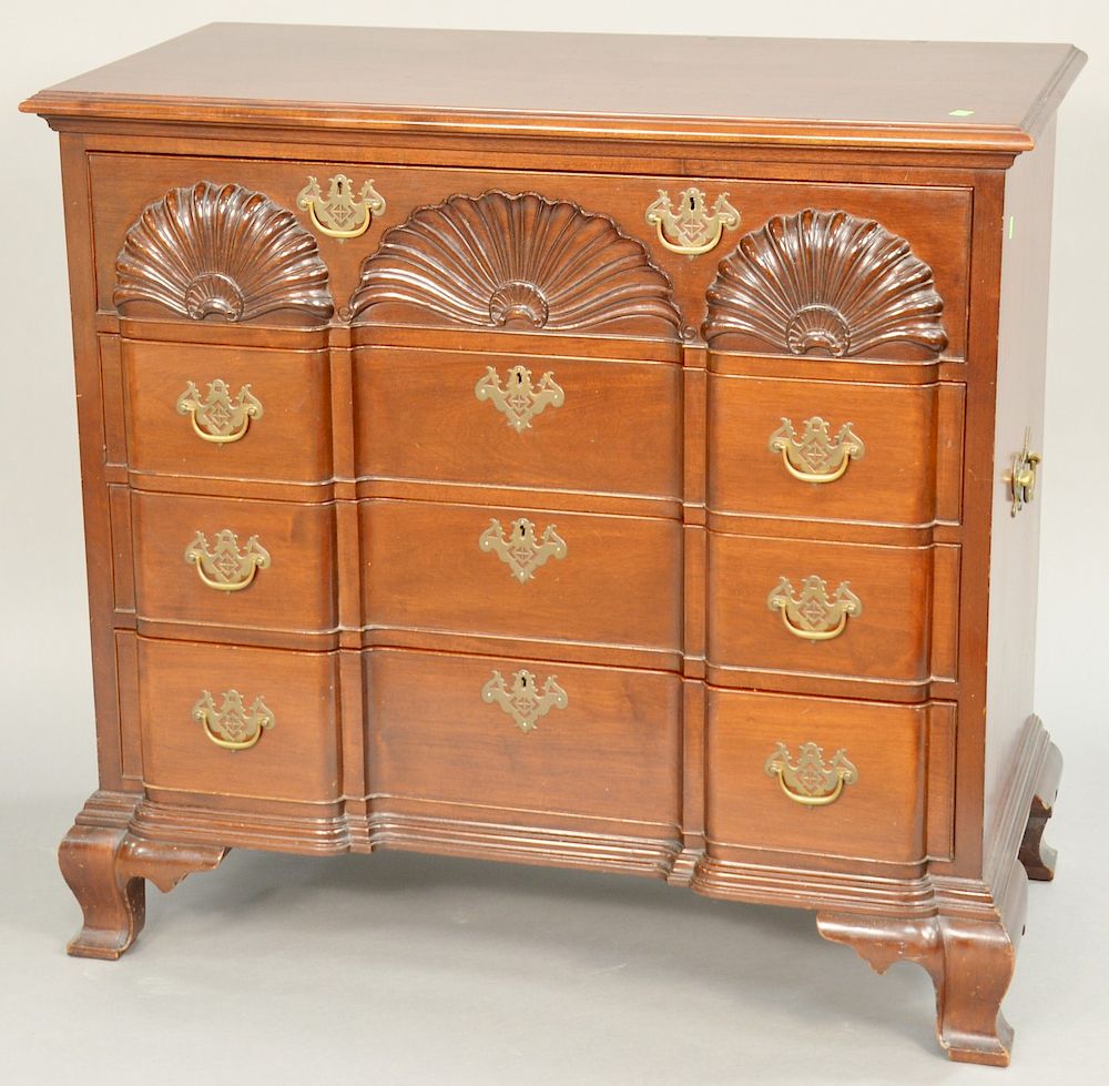 Appraisal: Mayflower Furniture custom mahogany block front chest with brass handles