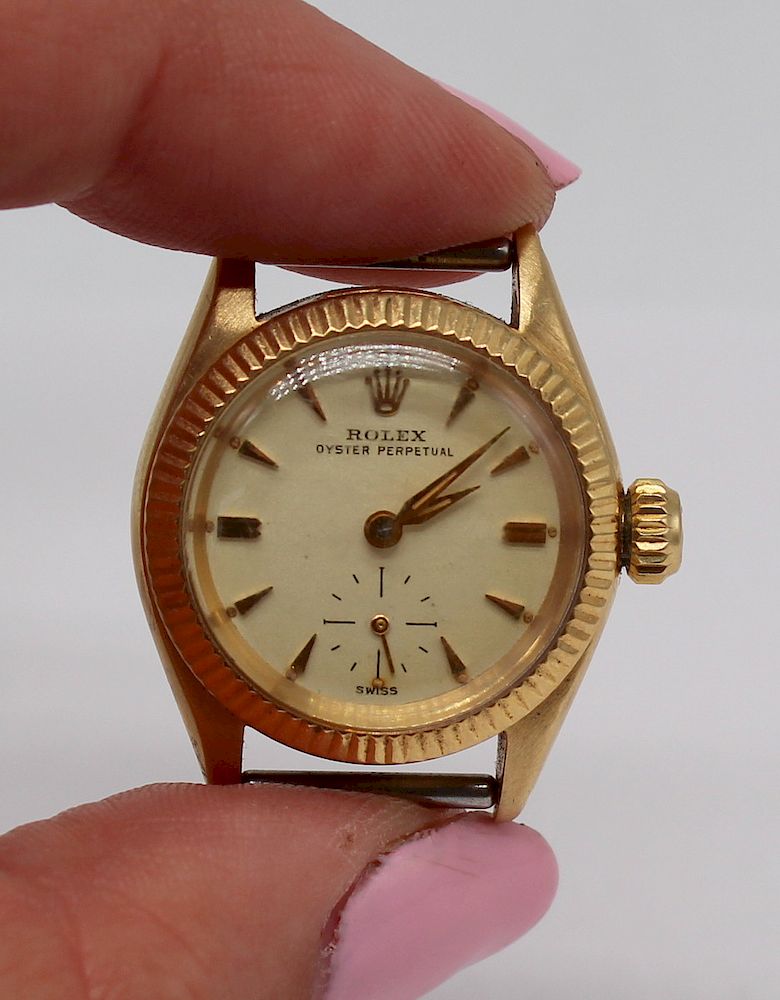 Appraisal: JEWELRY Ladies kt Gold Rolex Oyster Perpetual Watch Face Vintage