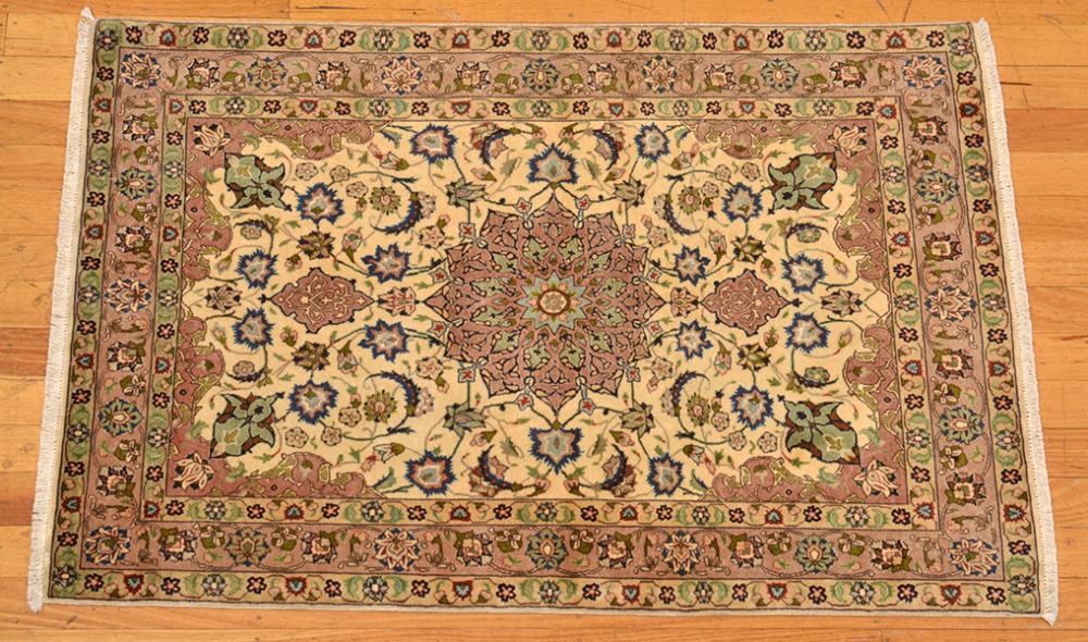 Appraisal: SUPERFINE TABRIZ Wool silk inter-knots Fine weave of approximately knots