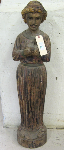 Appraisal: SPANISH COLONIAL MISSION STYLE CARVED WOOD FIGURE St Francis in