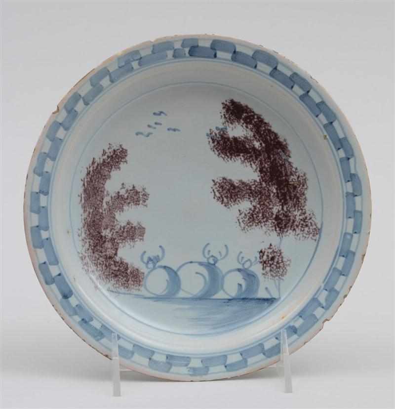 Appraisal: BRISTOL DELFT POLYCHROME SMALL PLATE Circa painted with rear view