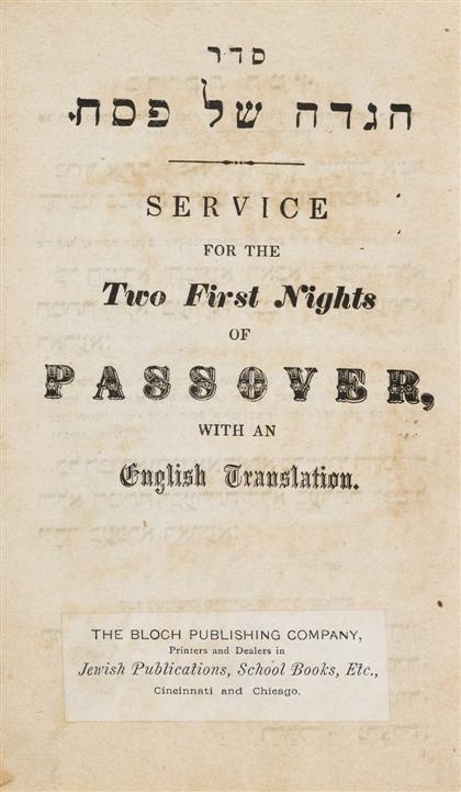 Appraisal: vol Service for The Two First Nights of Passover With