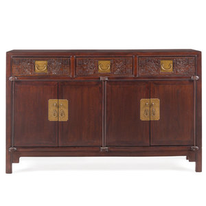 Appraisal: A Large Chinese Rosewood Cabinet of rectangular form having three