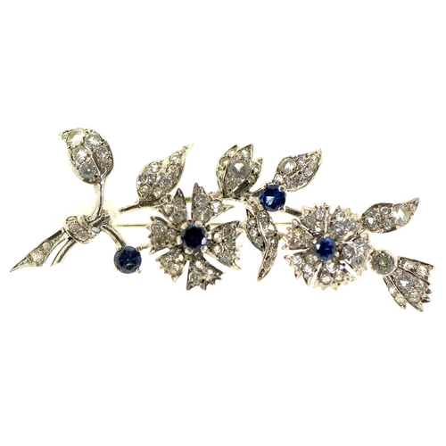 Appraisal: A blue and white paste spray brooch in silver mm