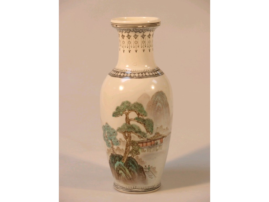 Appraisal: A Chinese baluster vase hand painted with a simple landscape