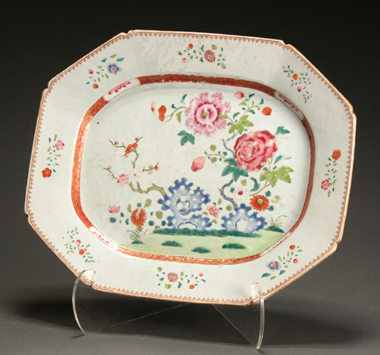 Appraisal: Chinese Export 'Famille Rose' Octagonal Platter Qianlong Period - Some