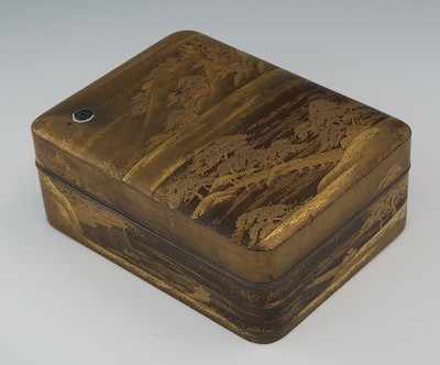 Appraisal: A Japanese Nashiji Lacquer Covered Box The rectangular box has