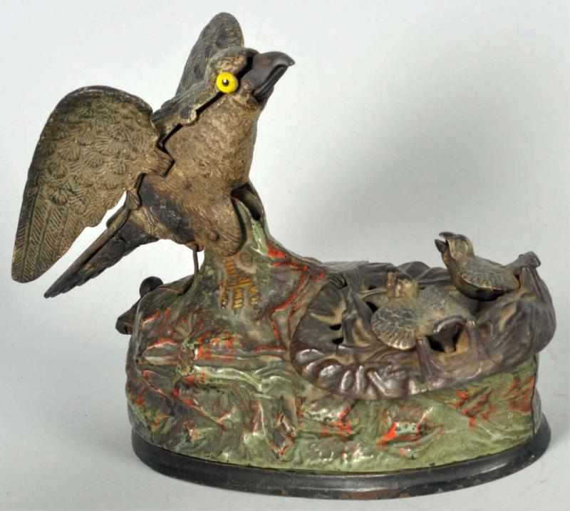 Appraisal: Cast Iron Eagle Eaglets Mechanical Bank Manufactured by J E