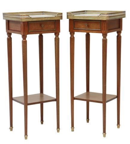 Appraisal: pair French Louis XVI style mahogany nightstands th c pierced