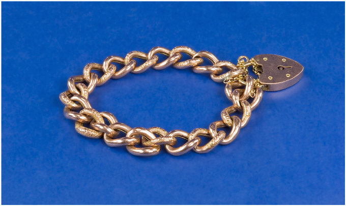 Appraisal: ct Rose Gold Victorian Bracelet Every Other Link With Engraved