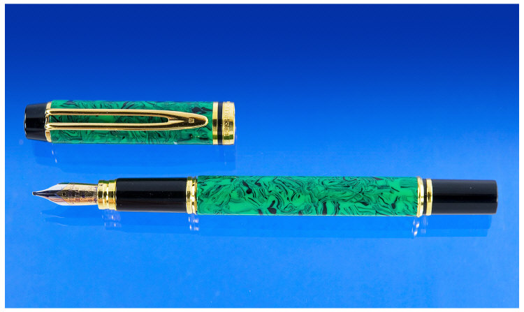 Appraisal: Waterman Rhapsody emerald green with black fleck and medium nib