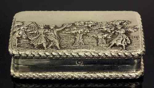 Appraisal: An Elizabeth II silver rectangular snuff box with leaf mounts