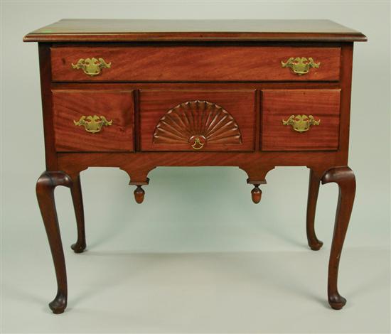 Appraisal: QUEEN ANNE FAN CARVED MAHOGANY LOW BOY late th century