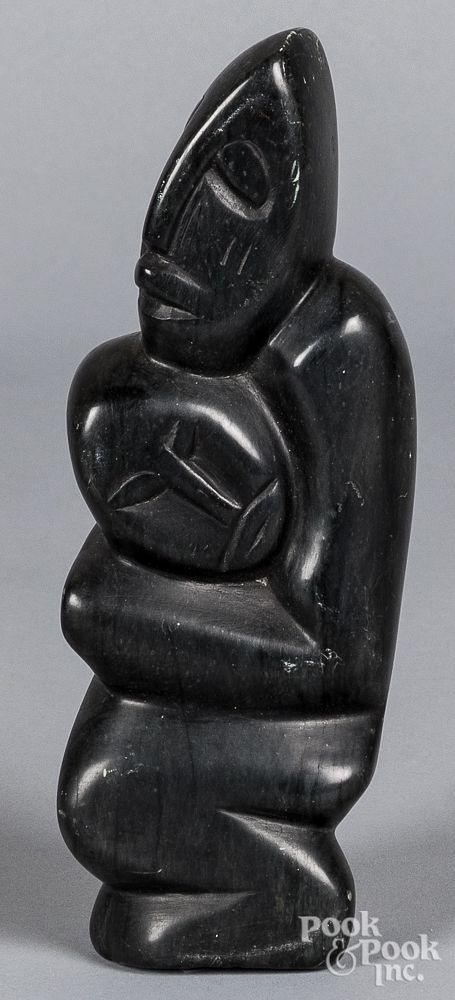 Appraisal: African soapstone figure of a mother and child African carved