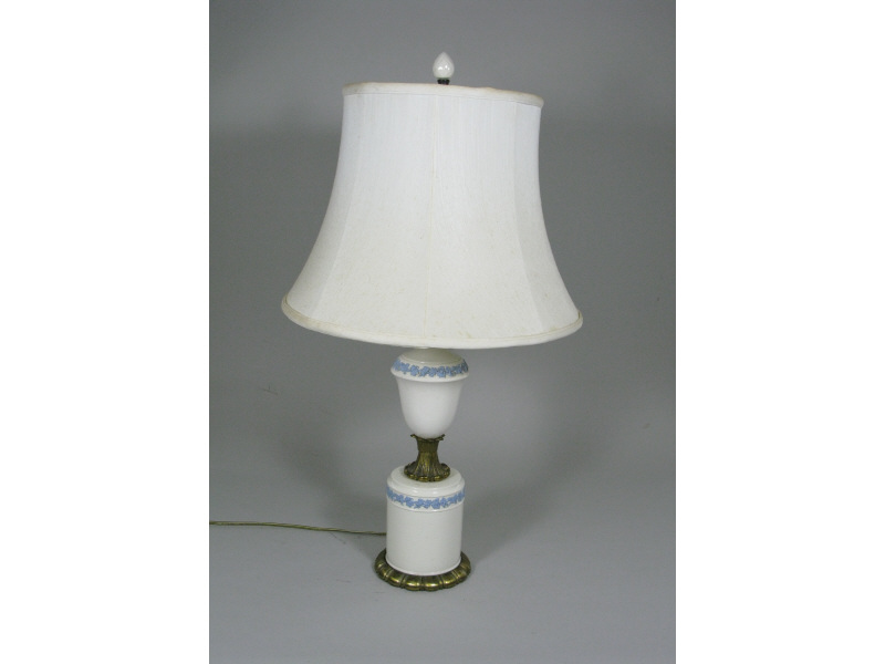 Appraisal: Wedgwood Porcelain Table Lamp white with applied blue leaf decoration