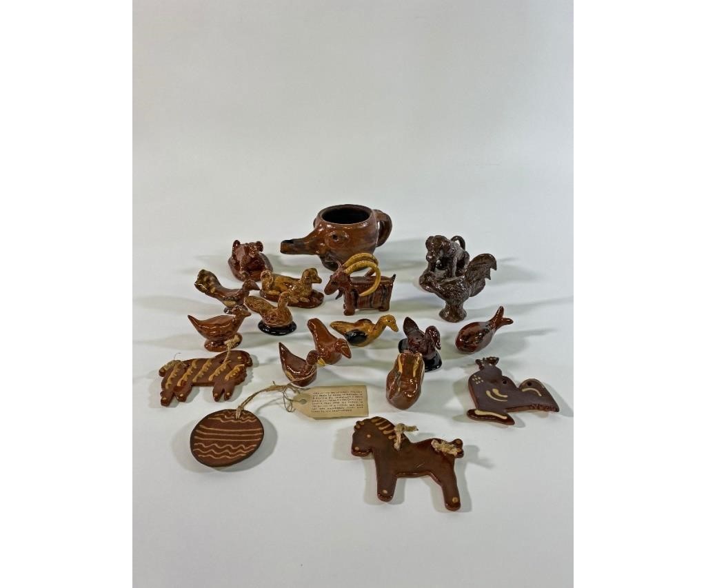 Appraisal: Lester Breininger toy animal redware pottery figures and Foltz Potter