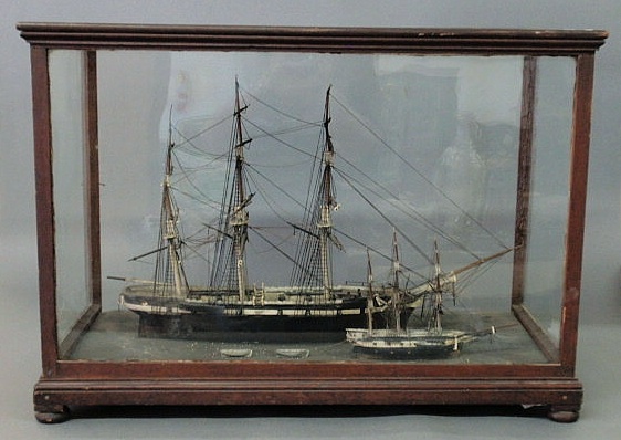 Appraisal: Mahogany cased waterline ship model of the frigate Levant Case