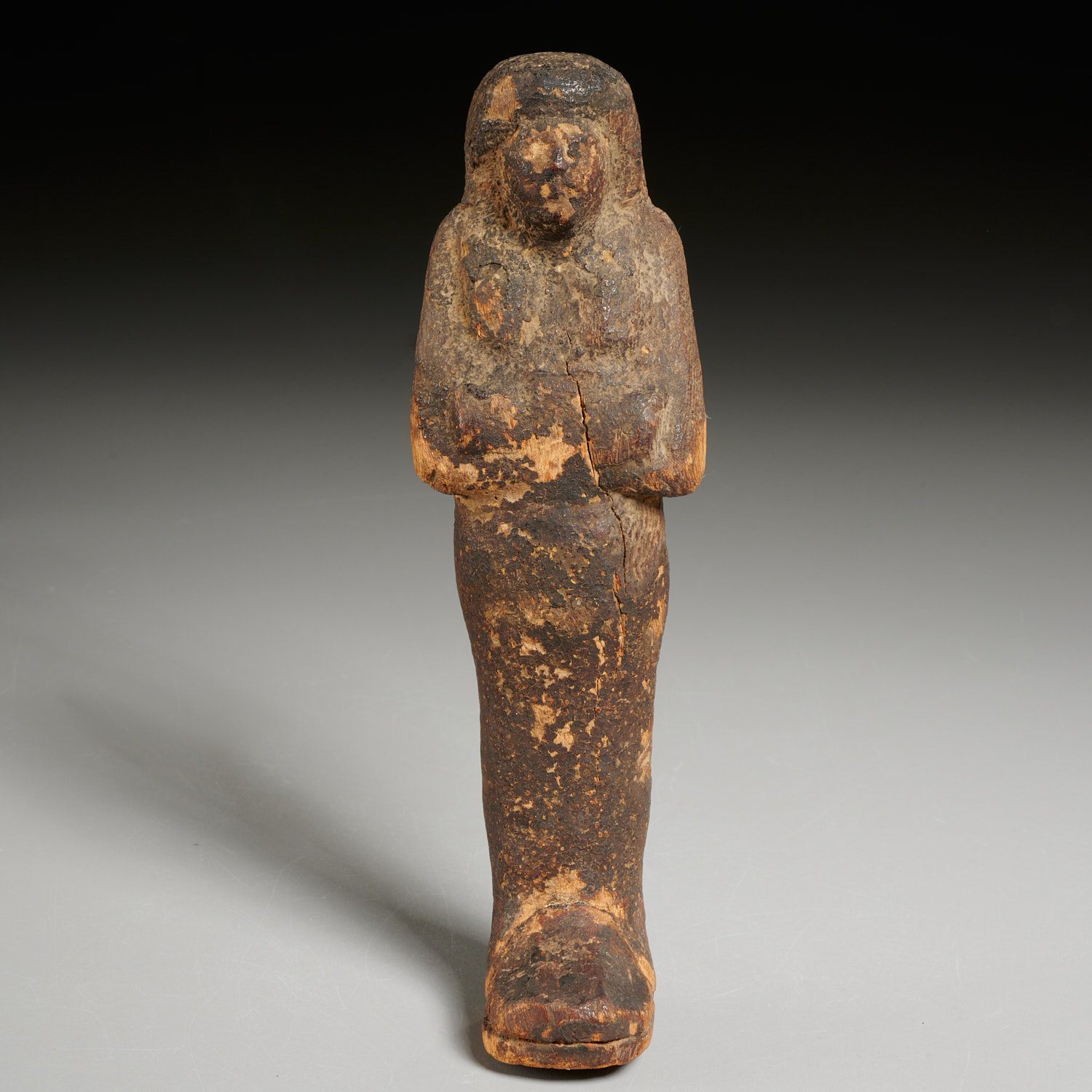 Appraisal: LARGE EGYPTIAN CARVED WOOD USHABTI EX-MUSEUM Possibly c - BCE