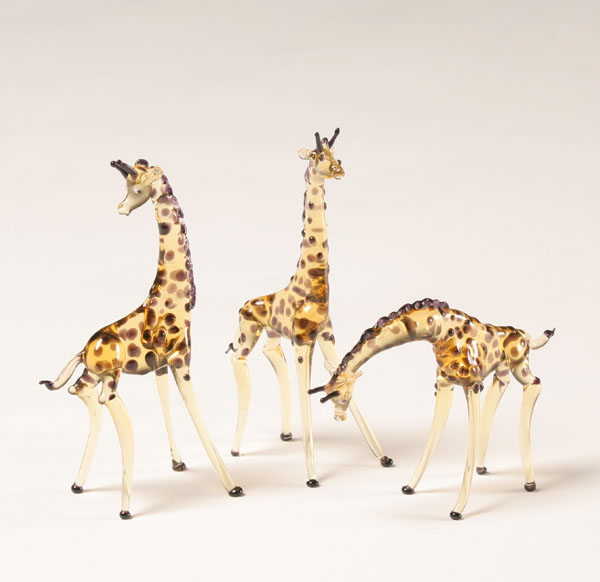 Appraisal: Three Bimini art glass giraffe Figures in varied positions H