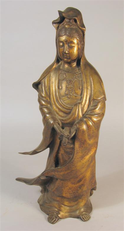 Appraisal: Large Japanese bronze Kannon figure th century Brown bronze well