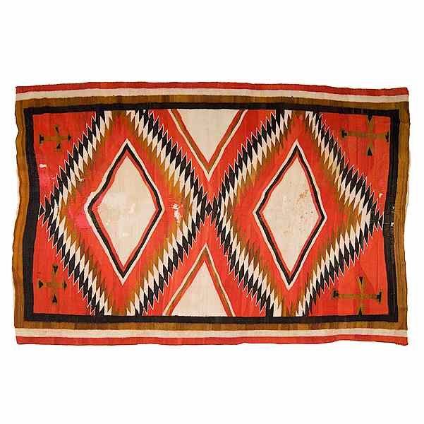 Appraisal: Navajo Transitional Weaving hand-spun wool woven in red cream and