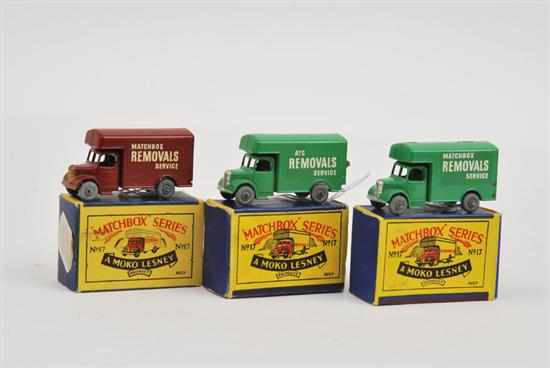 Appraisal: THREE MATCHBOX - SERIES MODELS INCLUDING A BEDFORDS REMOVAL VAN