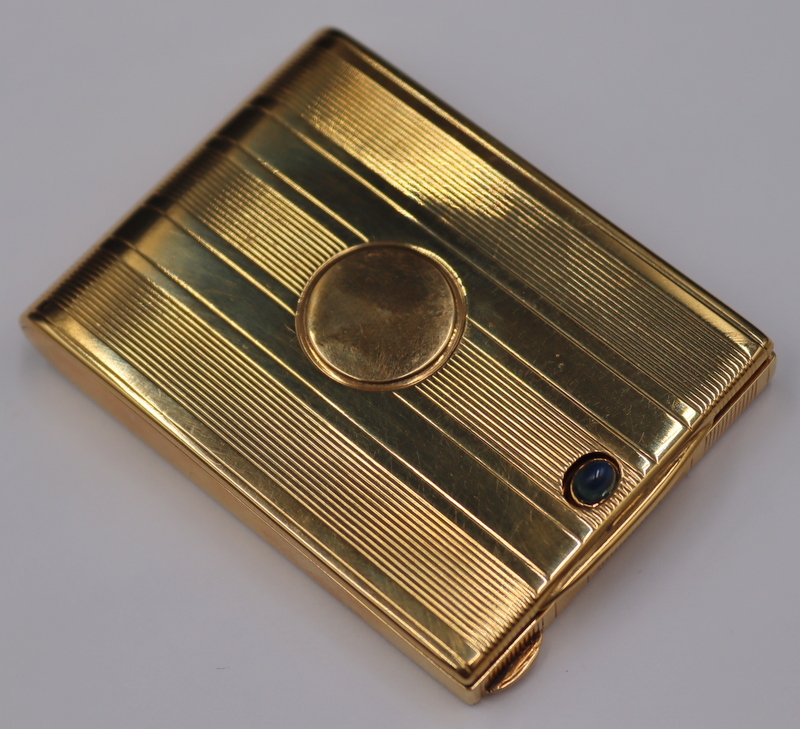 Appraisal: GOLD CARTIER KT GOLD AND SAPPHIRE HINGED CASE Cartier kt