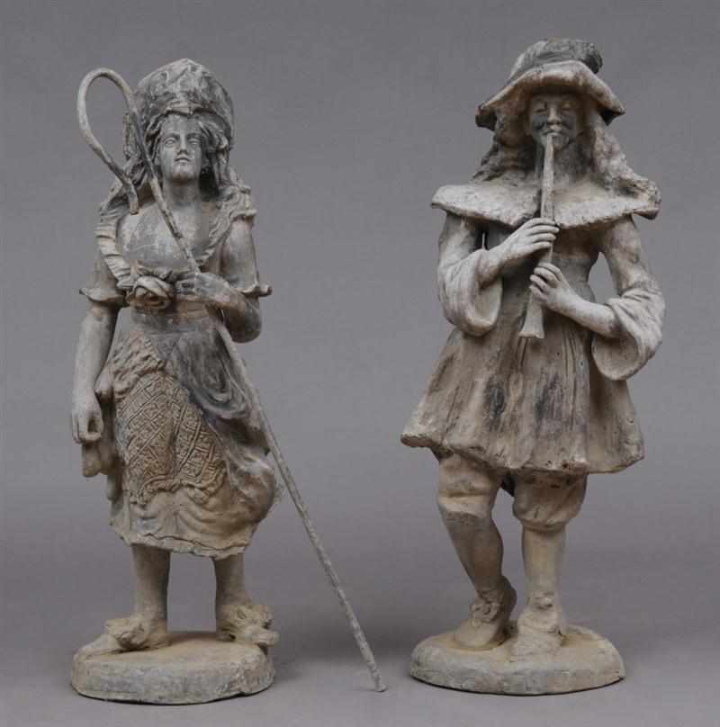 Appraisal: PAIR OF LEAD GARDEN DECORATIONS IN THE FORM OF A