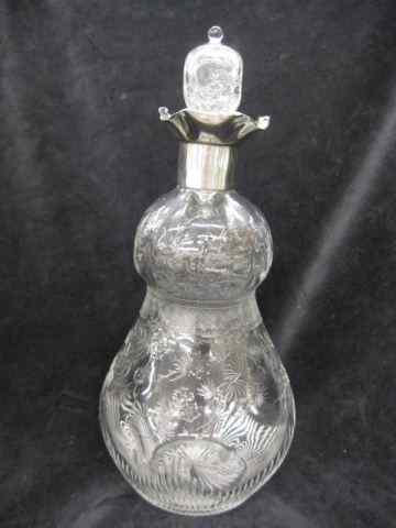 Appraisal: Fine Crystal Sterling Decanter English hallmarks rock crystal cut style