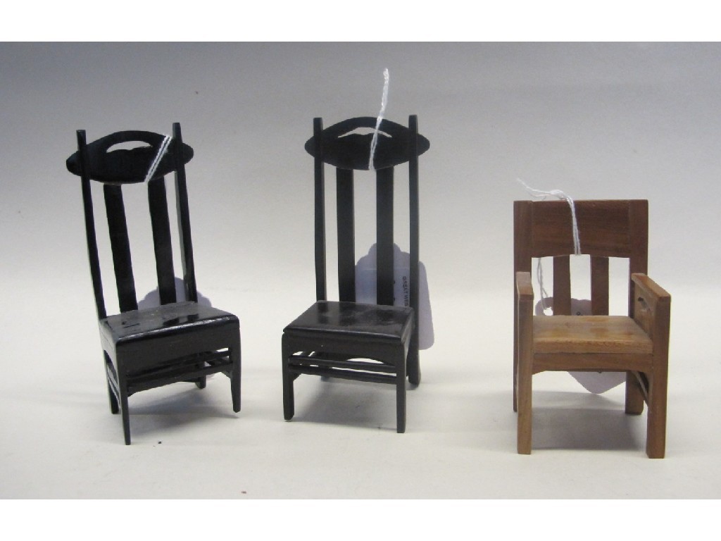 Appraisal: Ian Comrie miniature chairs after Charles Rennie MacKintosh