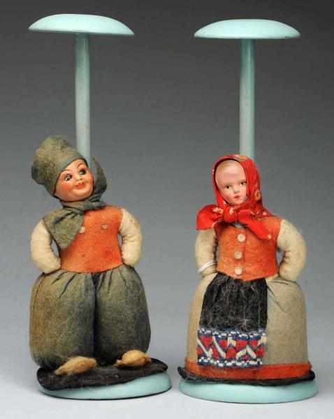 Appraisal: Lot of Hat Stands Wooden stands have dolls with composition