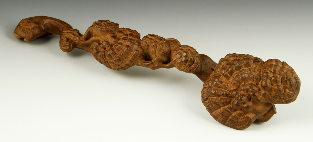 Appraisal: - Chinese Boxwood Ruyi Chinese Ruyi carved boxwood h Provenance