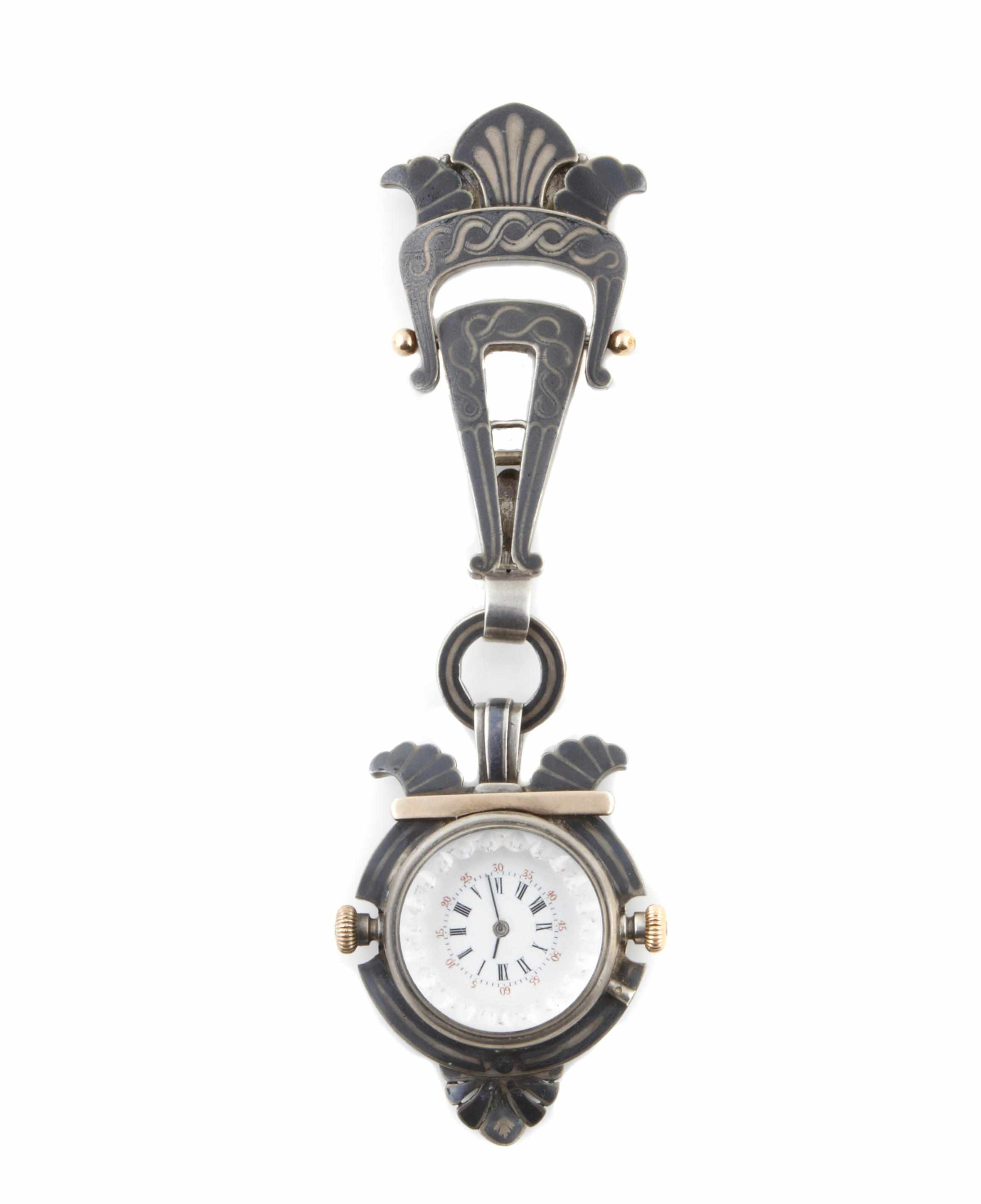 Appraisal: A silver and enamel fob watch English with quartz movement