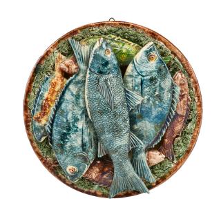 Appraisal: PALISSYWARE FIGURAL FISH PLAQUE Various species of fish on a