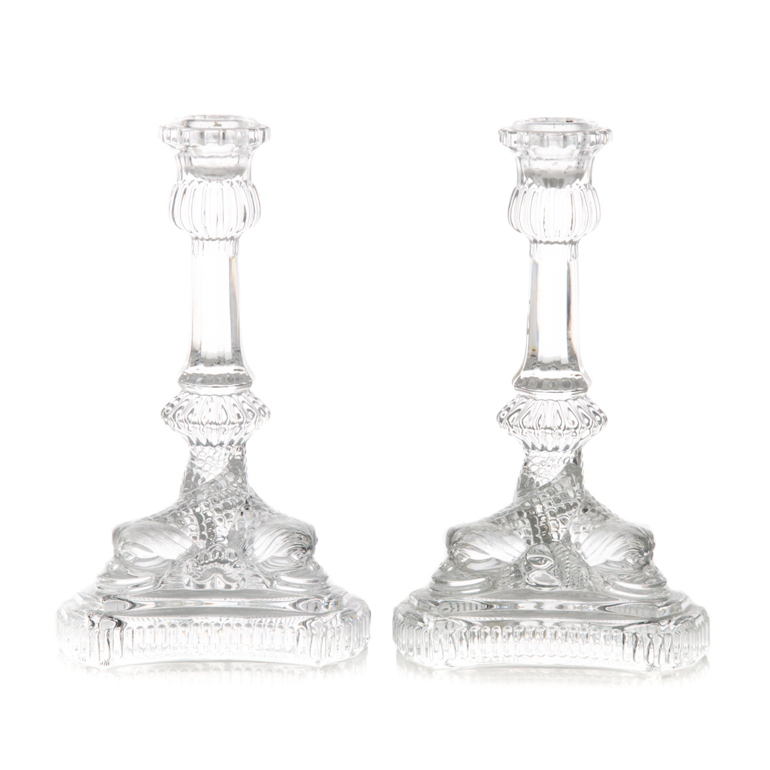 Appraisal: Pair of Tiffany Co molded crystal candlesticks Regency style with