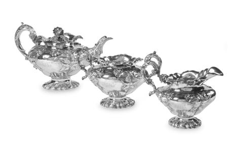 Appraisal: A William IV three piece tea set by Charles Fox