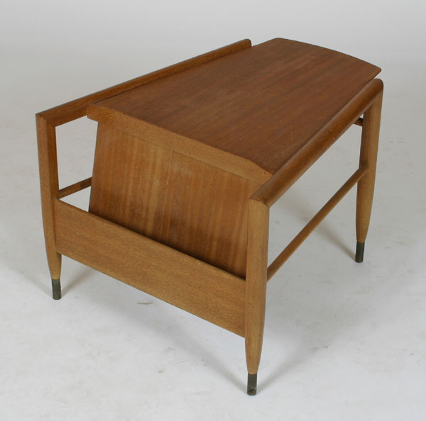 Appraisal: John Keal by Brown-Saltman Modern side table with wedge-shaped top