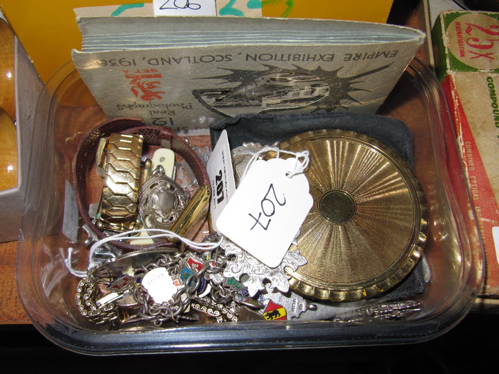 Appraisal: Box of costume jewellery watches and a compact