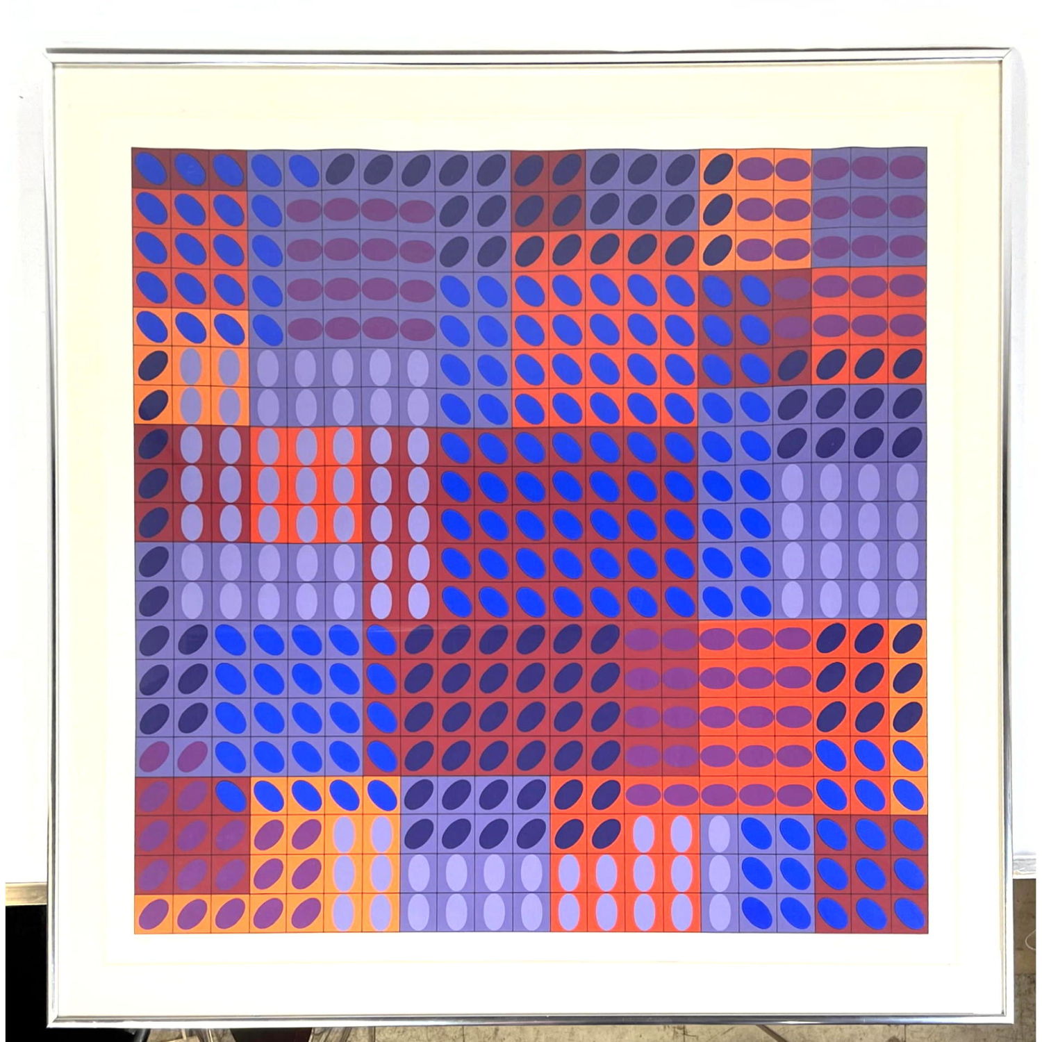 Appraisal: VICTOR VASARELY Signed OP ART Serigraph Print Checkerboard images in