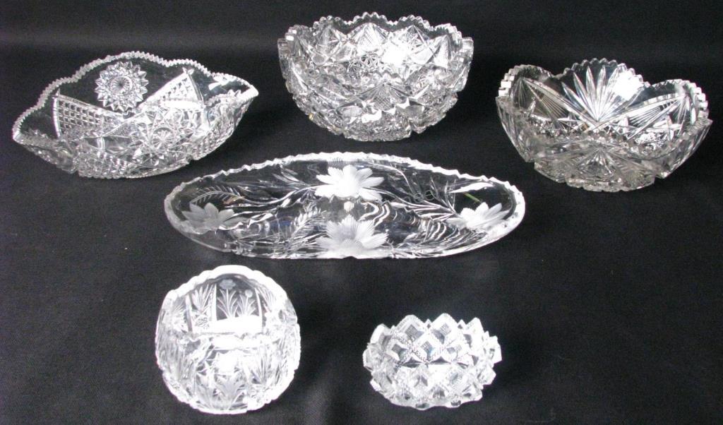 Appraisal: Group of Cut and Etched Glass six total including two