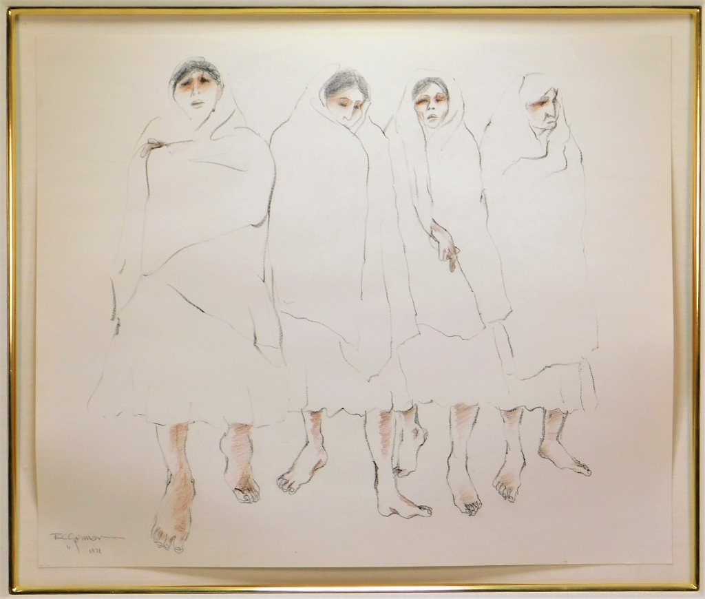 Appraisal: R C GORMAN WOMEN IN WHITE PENCIL DRAWING New Mexico