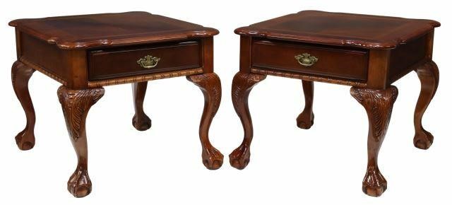 Appraisal: pair Chippendale style mahogany side tables late th c having