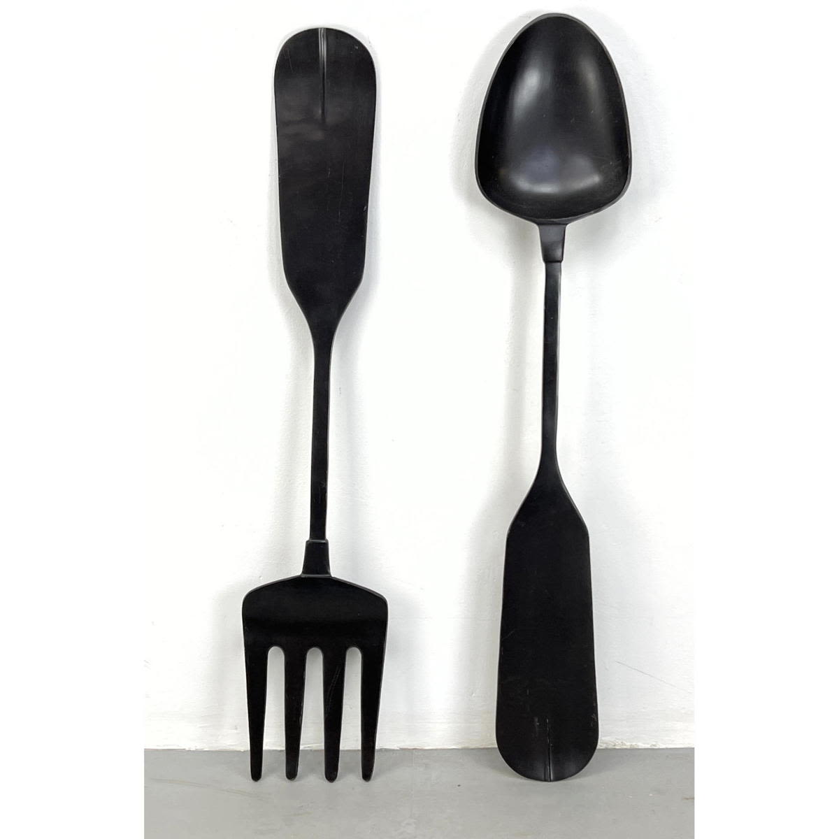 Appraisal: Large scale painted aluminum wall hanging fork and spoon Jere