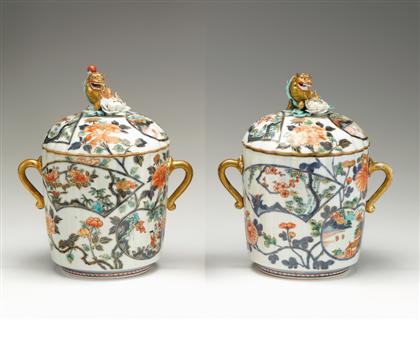 Appraisal: Pair of Q'ing covered jars th century The circular domed