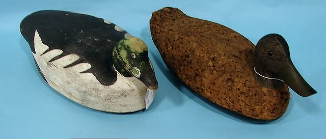 Appraisal: pcs - Golden Eye decoy cork decoy with flat wood