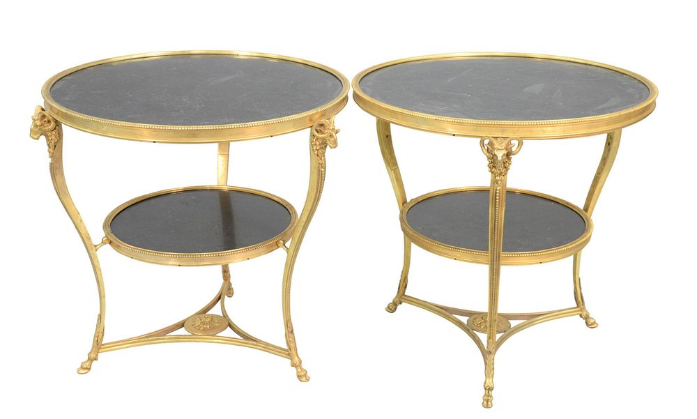 Appraisal: A Pair of Gueridon Tables having two tier round black